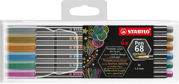 Produktbild: STABILO Premium Metallic-Filzstift -   Pen 68 metallic - 6er Pack - mit 6 verschiedenen Metallic-Farben