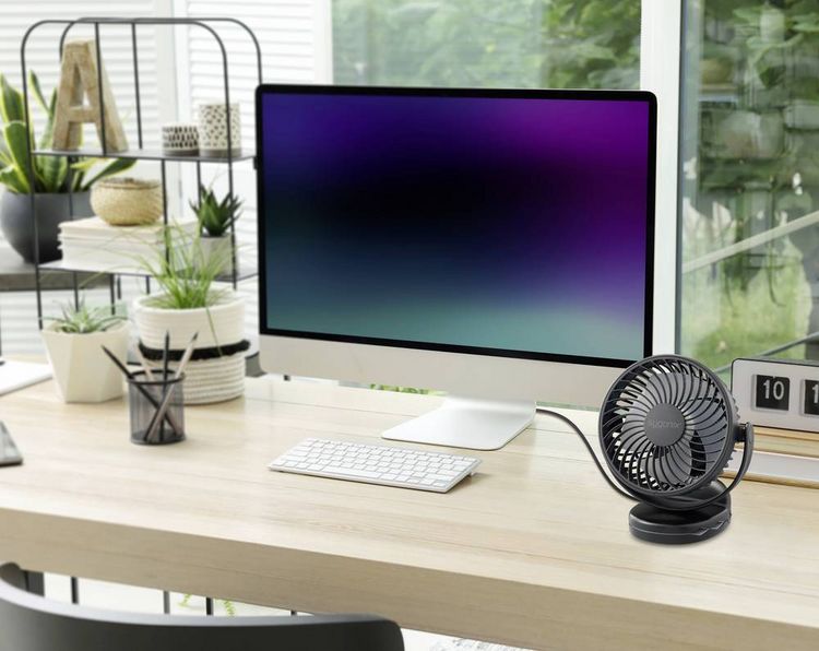Produktbild: Sygonix Akku-Ventilator 4W Schwarz mit Akku