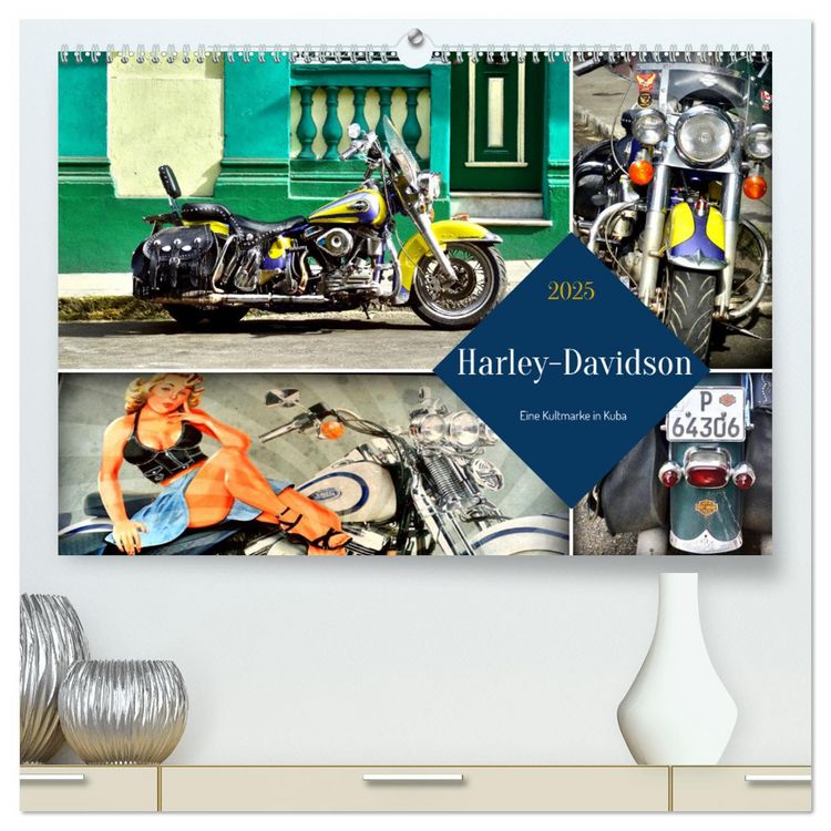 Produktbild: Harley-Davidson - Eine Kultmarke in Kuba (hochwertiger Premium Wandkalender 2025 DIN A2 quer), Kunstdruck in Hochglanz