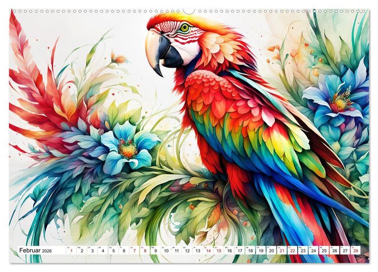 Produktbild: Papageien - Fliegende Edelsteine (Wandkalender 2026 DIN A2 quer), CALVENDO Monatskalender