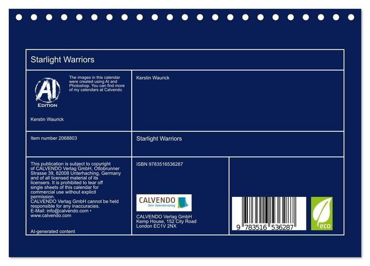 Produktbild: Starlight Warriors (Desk Calendar 2026 DIN A5 landscape), CALVENDO 12 Month DeskCalendar