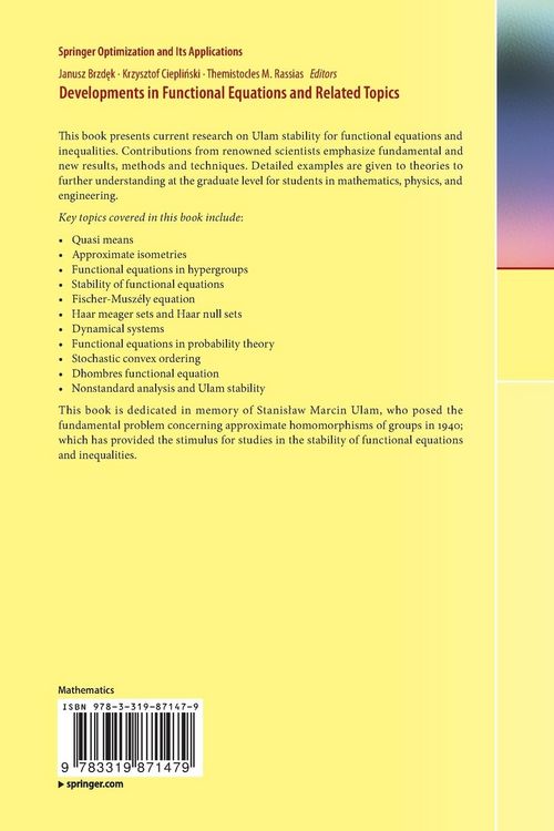 Produktbild: Developments in Functional Equations and Related Topics