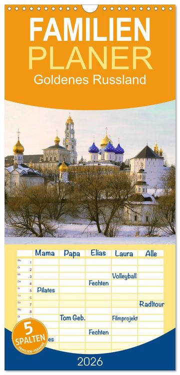 Produktbild: Familienplaner 2026 - Goldenes Russland mit 5 Spalten (Wandkalender, 21 x 45 cm) CALVENDO