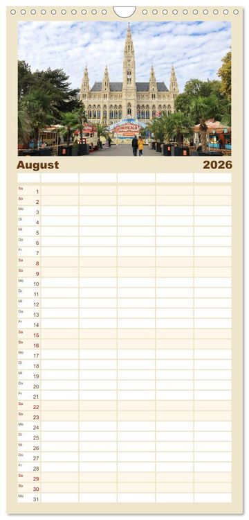 Produktbild: Familienplaner 2026 - Bezauberndes Wien mit 5 Spalten (Wandkalender, 21 x 45 cm) CALVENDO