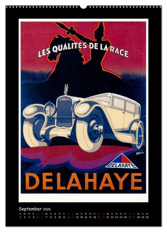 Produktbild: Historische Automobilplakate (hochwertiger Premium Wandkalender 2026 DIN A2 hoch), Kunstdruck in Hochglanz