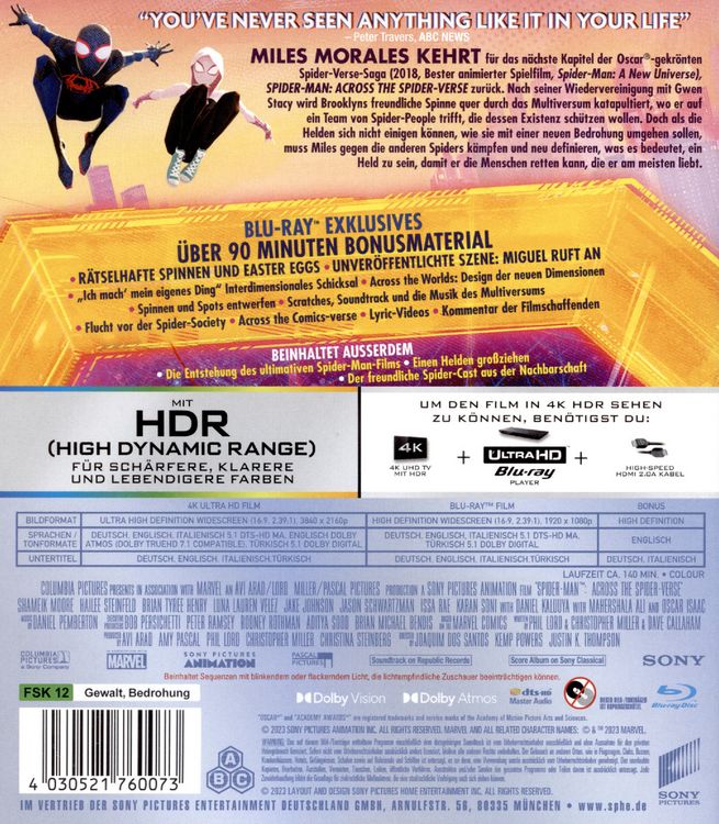 Produktbild: Spider-Man: Across the Spider-Verse (4K Ultra HD) (+Blu-ray)