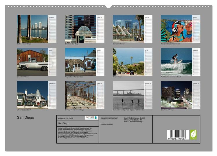 Produktbild: San Diego (hochwertiger Premium Wandkalender 2026 DIN A2 quer), Kunstdruck in Hochglanz