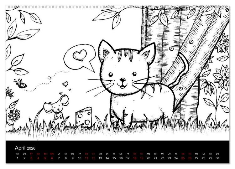 Produktbild: Bezaubernde Mini-Monster - Ein Ausmal-Kalender (hochwertiger Premium Wandkalender 2026 DIN A2 quer), Kunstdruck in Hochglanz