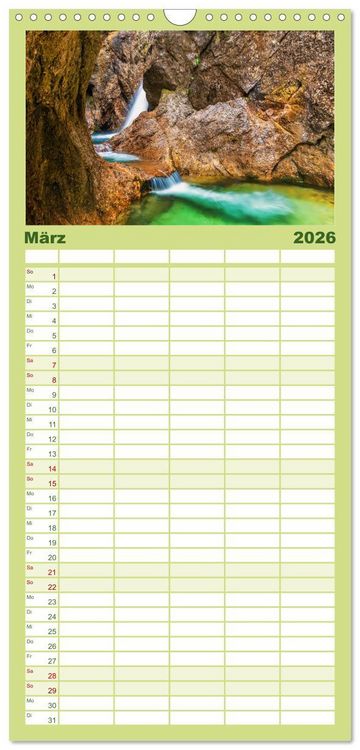 Produktbild: Familienplaner 2026 - Bayern - Seen, Berge, Landschaft mit 5 Spalten (Wandkalender, 21 x 45 cm) CALVENDO