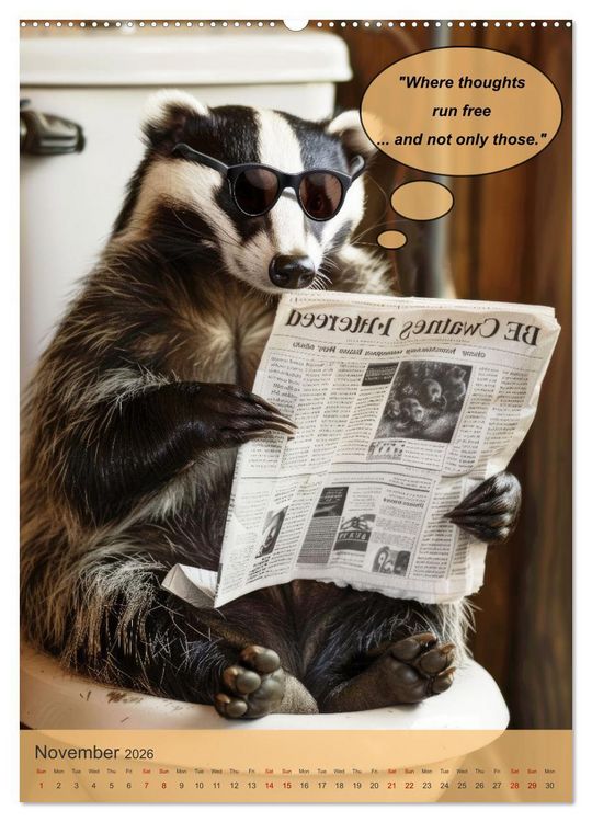 Produktbild: Animals on toilet makes you smile (Wall Calendar 2026 DIN A2 portrait), CALVENDO 12 Month Wall Calendar