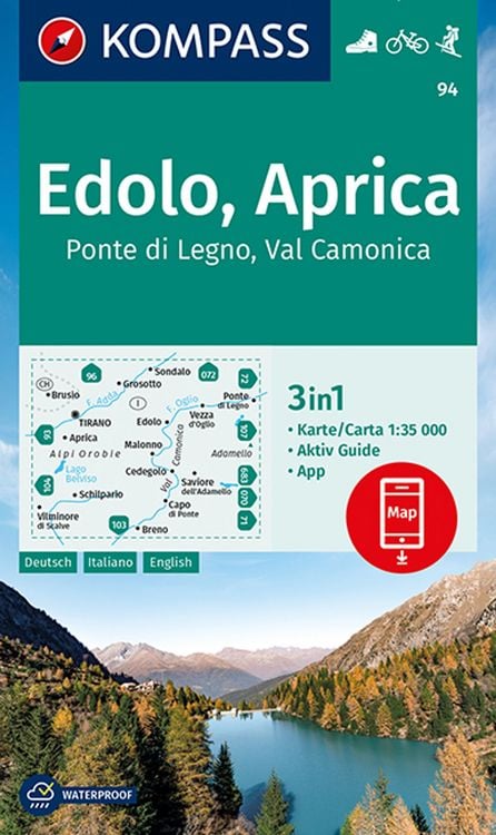 Produktbild: KOMPASS Wanderkarte 94 Edolo, Aprica, Ponte di Legno, Val Camonica 1:50.000
