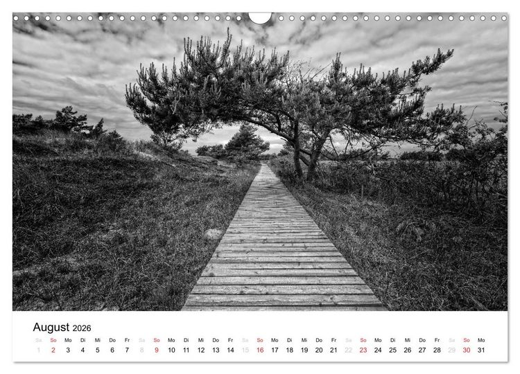 Produktbild: Ostseebad Zingst - Impressionen in Schwarz-Wei&szlig; (Wandkalender 2026 DIN A3 quer), CALVENDO Monatskalender