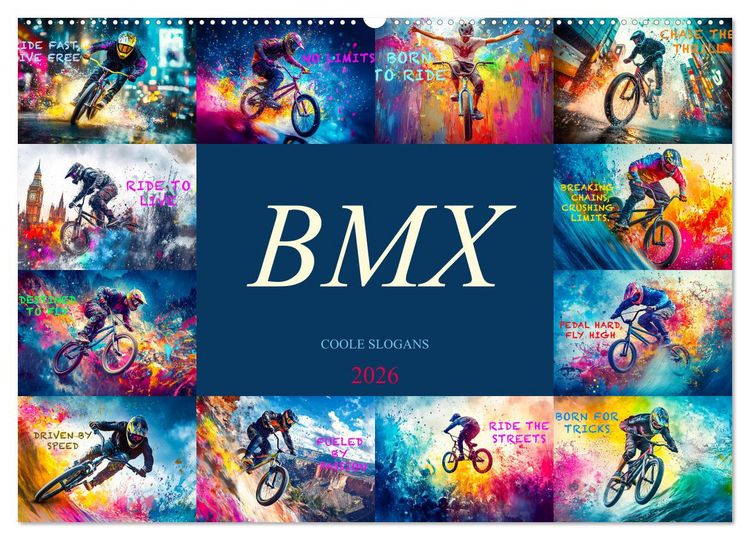 Produktbild: BMX - Coole Slogans (Wandkalender 2026 DIN A2 quer), CALVENDO Monatskalender