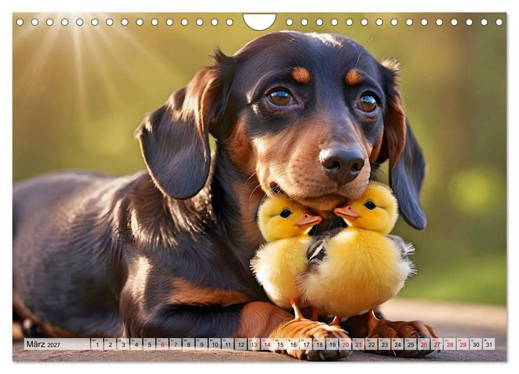 Produktbild: Dackel - tierische Freundschaften mit Herz (Wandkalender 2027 DIN A4 quer), CALVENDO Monatskalender