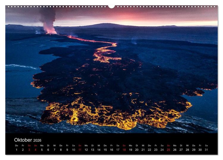 Produktbild: Vulkanausbruch - Island (Wandkalender 2026 DIN A2 quer), CALVENDO Monatskalender