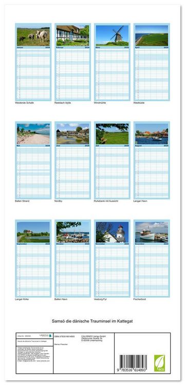 Produktbild: Familienplaner 2026 - Sams&ouml; die d&auml;nische Trauminsel im Kattegat mit 5 Spalten (Wandkalender, 21 x 45 cm) CALVENDO