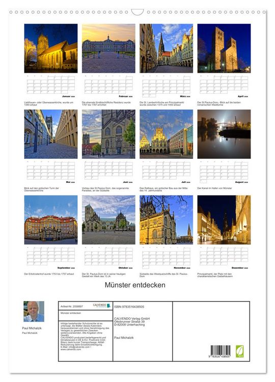 Produktbild: M&uuml;nster entdecken (Wandkalender 2026 DIN A2 hoch), CALVENDO Monatskalender