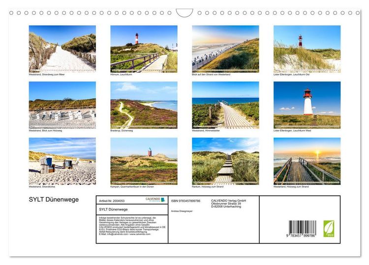 Produktbild: SYLT D&uuml;nenwege (Wandkalender 2026 DIN A3 quer), CALVENDO Monatskalender