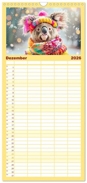 Produktbild: Familienplaner 2026 - Koalas im Modefieber. Flauschig und Chic beim Fotoshooting mit 5 Spalten (Wandkalender, 21 x 45 cm) CALVENDO