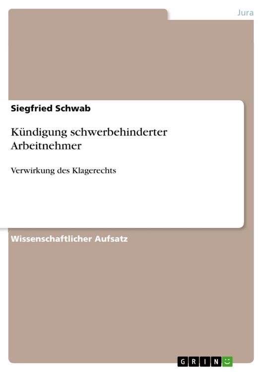 Produktbild: K&uuml;ndigung schwerbehinderter Arbeitnehmer