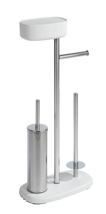 Produktbild: Stand WC-Garnitur mit Box Mod. Rivazza Wei&szlig;, integrierter Toilettenpapierhalter, Ersatzrollenhalter
