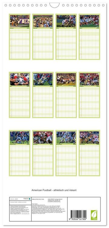 Produktbild: Familienplaner 2026 - American Football - athletisch und riskant mit 5 Spalten (Wandkalender, 21 x 45 cm) CALVENDO