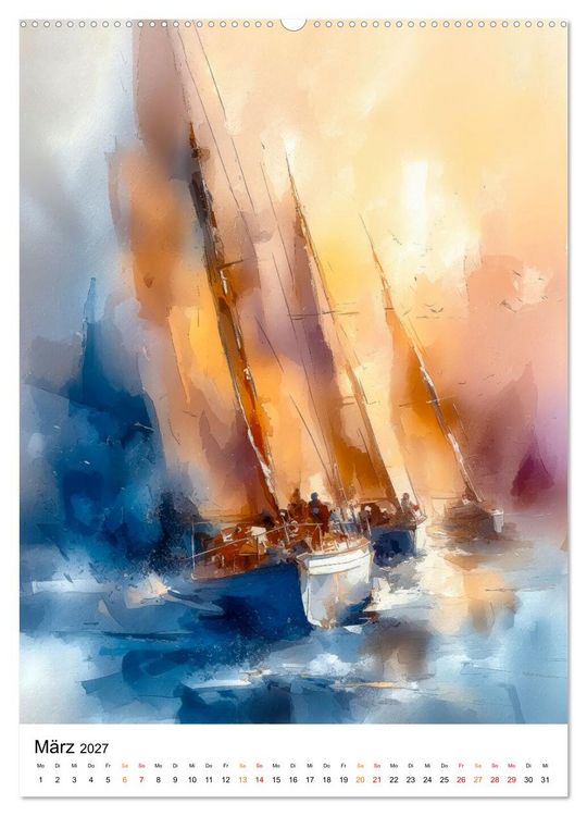 Produktbild: Segeln - Eleganz (Wandkalender 2027 DIN A2 hoch), CALVENDO Monatskalender