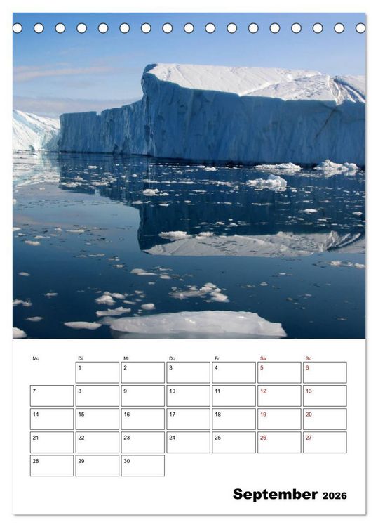 Produktbild: Die Eisberge von Ilulissat (Tischkalender 2026 DIN A5 hoch), CALVENDO Monatskalender