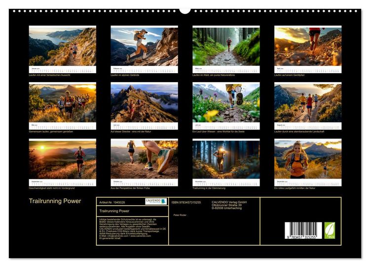 Produktbild: Trailrunning Power (hochwertiger Premium Wandkalender 2026 DIN A2 quer), Kunstdruck in Hochglanz