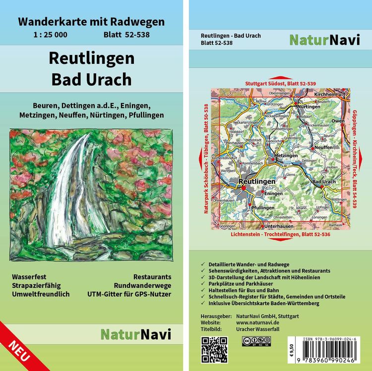 Produktbild: Reutlingen - Bad Urach 1 : 25 000, Blatt 52-538