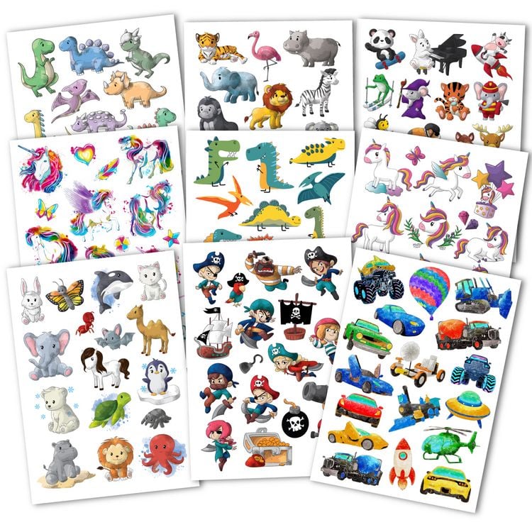 Produktbild: 150 hautfreundliche Kindertattoos &ndash; Thema: Bunter Mix