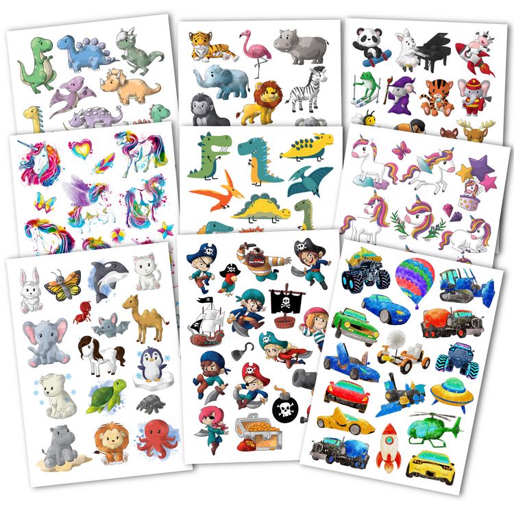 Produktbild: 150 hautfreundliche Kindertattoos &ndash; Thema: Bunter Mix