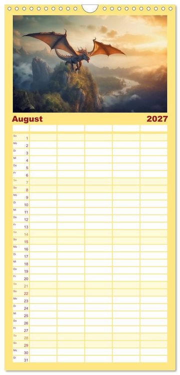 Produktbild: Familienplaner 2027 - Im Land der sch&ouml;nen Drachen mit 5 Spalten (Wandkalender, 21 x 45 cm) CALVENDO