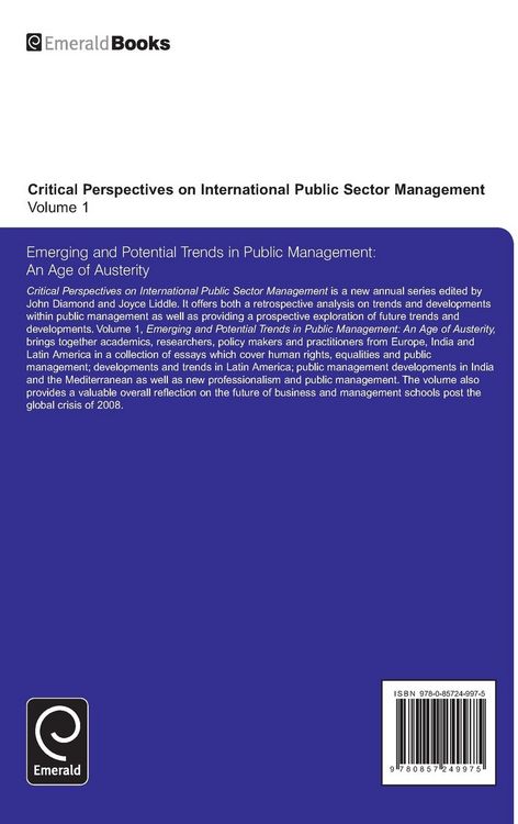 Produktbild: Emerging and Potential Trends in Public Management