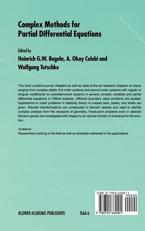 Produktbild: Complex Methods for Partial Differential Equations