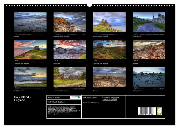 Produktbild: Holy Island - England (hochwertiger Premium Wandkalender 2026 DIN A2 quer), Kunstdruck in Hochglanz