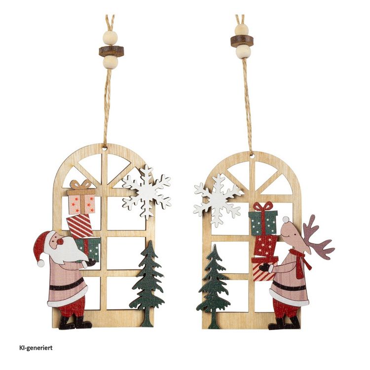 Produktbild: HTI-Living Baumschmuck hohes Fenster, 2er Set Holz Baumschmuck hohes Fenster, 2er Set Holz