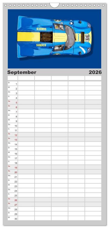 Produktbild: Familienplaner 2026 - Legenden des Rennsports Historic Sports Cars 1960-1975 mit 5 Spalten (Wandkalender, 21 x 45 cm) CALVENDO