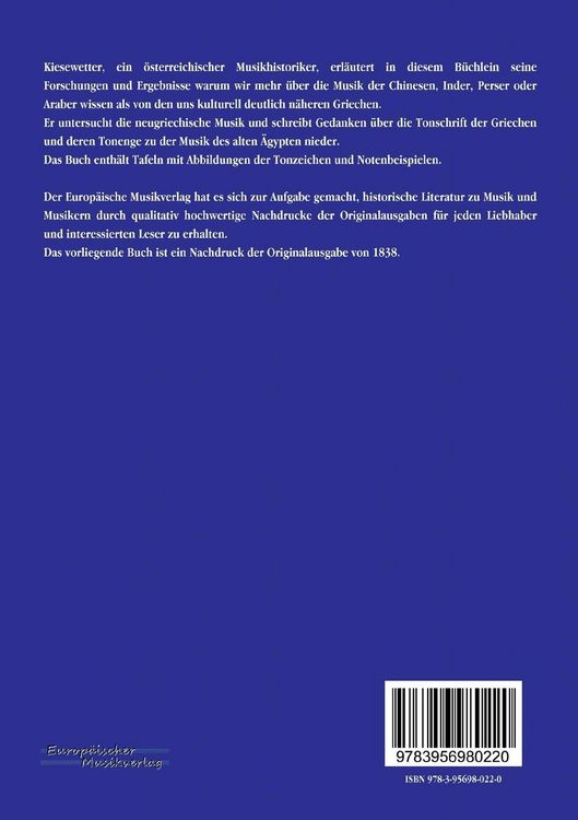 Produktbild: Ueber die Musik der neueren Griechen