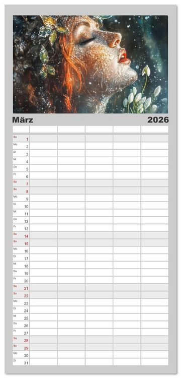 Produktbild: Familienplaner 2026 - Die G&ouml;tter des Nordens mit 5 Spalten (Wandkalender, 21 x 45 cm) CALVENDO
