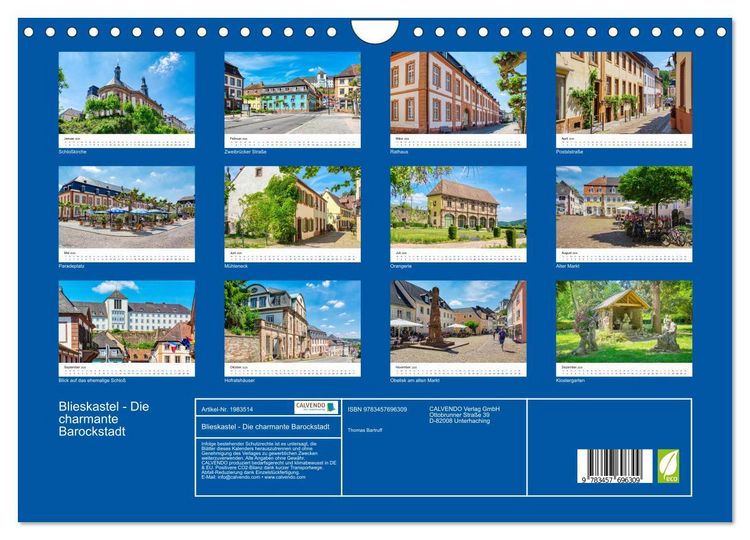 Produktbild: Blieskastel - Die charmante Barockstadt (Wandkalender 2026 DIN A4 quer), CALVENDO Monatskalender