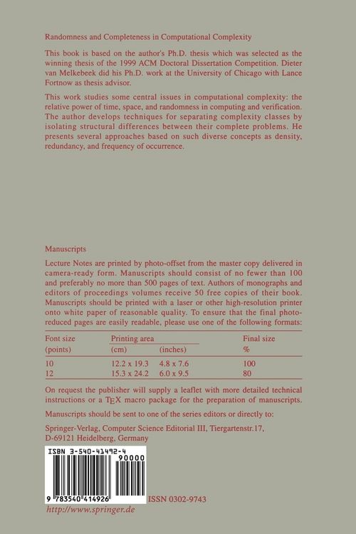 Produktbild: Randomness and Completeness in Computational Complexity