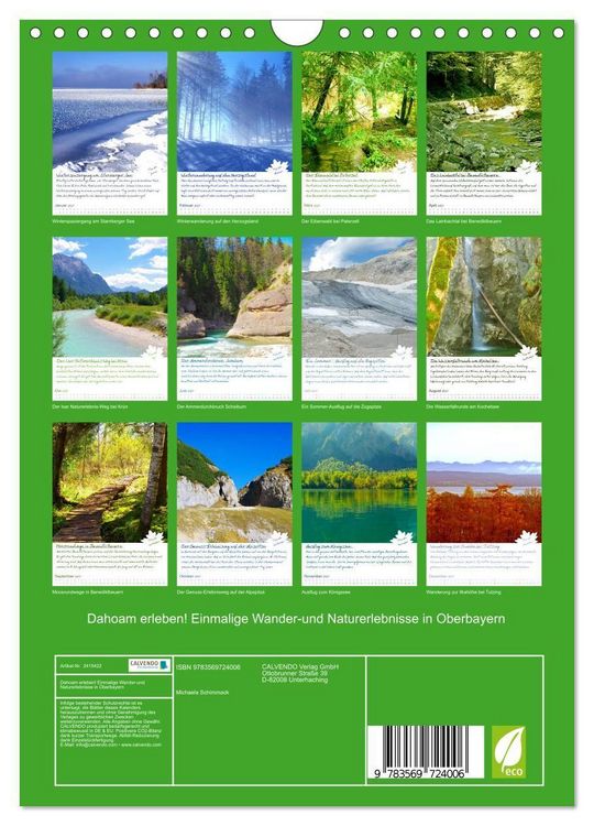 Produktbild: Dahoam erleben! Einmalige Wander-und Naturerlebnisse in Oberbayern (Wandkalender 2027 DIN A4 hoch), CALVENDO Monatskalender