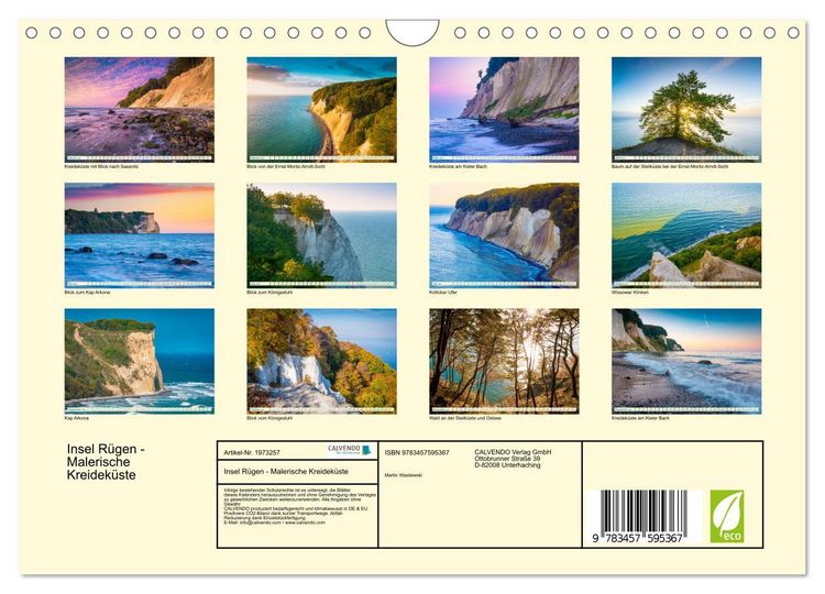 Produktbild: Insel R&uuml;gen - Malerische Kreidek&uuml;ste (Wandkalender 2026 DIN A4 quer), CALVENDO Monatskalender