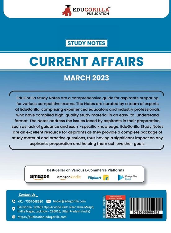 Produktbild: Study Notes for Current Affairs March 2023 - Useful for UPSC, State PSC, Defence, Police, SSC, Banking, Management, Law and State Government Exams | T