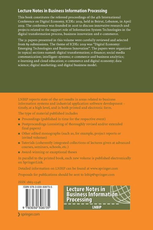 Produktbild: Digital Economy. Emerging Technologies and Business Innovation