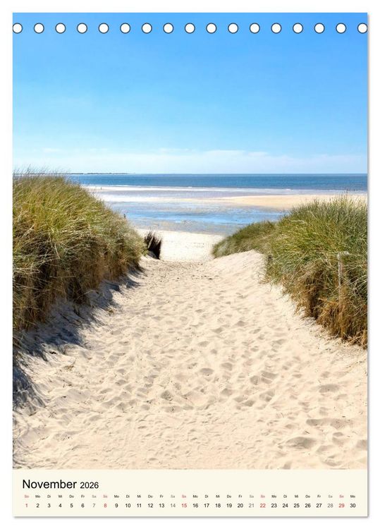 Produktbild: LANGEOOG Strandspaziergang (Tischkalender 2026 DIN A5 hoch), CALVENDO Monatskalender
