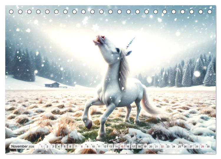 Produktbild: Mystische Einh&ouml;rner - Jahreszeiten im Einhornland (Tischkalender 2026 DIN A5 quer), CALVENDO Monatskalender