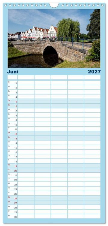 Produktbild: Familienplaner 2027 - Nordfriesland - weiter Horizont, faszinierende Natur, idyllische St&auml;dte mit 5 Spalten (Wandkalender, 21 x 45 cm) CALVENDO