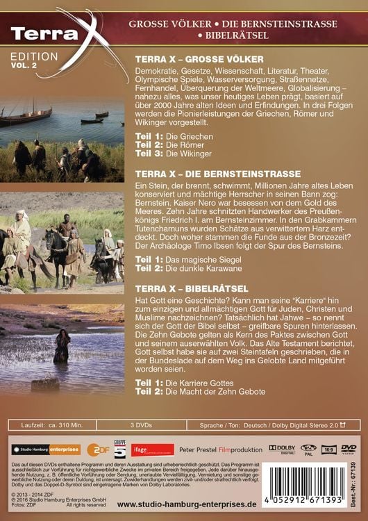 Produktbild: Terra X Edition Vol. 2 - Die Bernsteinstraße/Bibelrätsel/Große Völker [3 DVDs]
